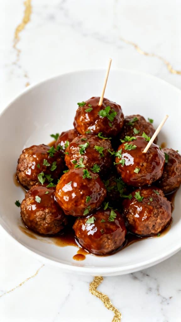 Crockpot Brown Sugar Bourbon Meatballs