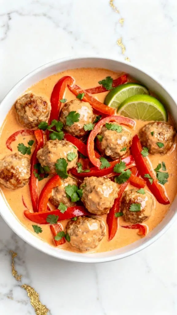 Crockpot Coconut Curry Chicken Meatballs