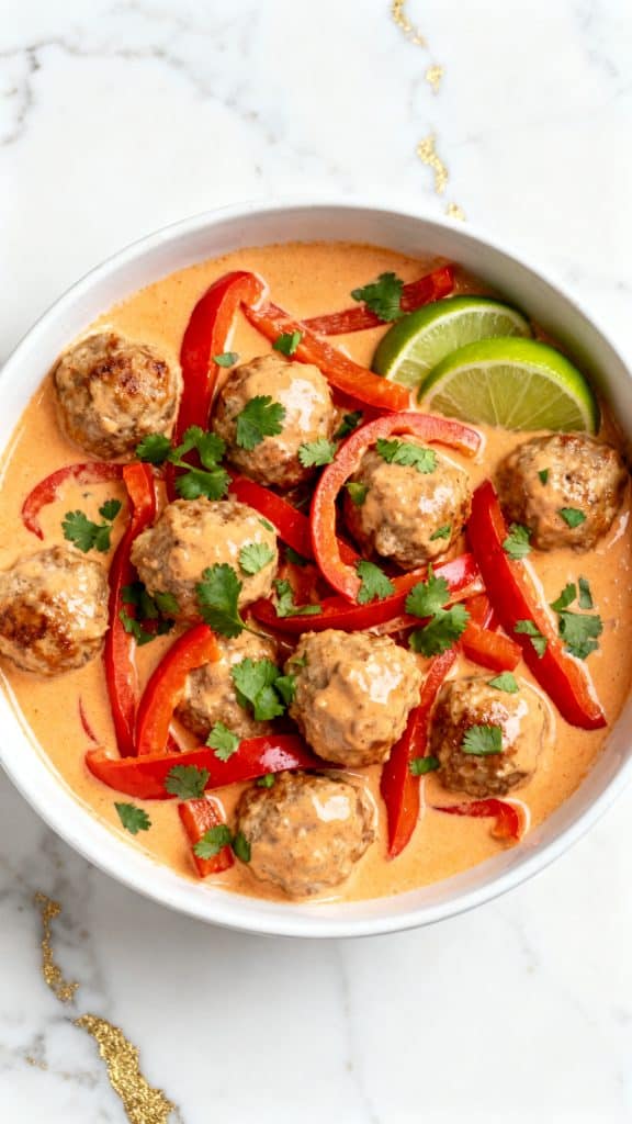 Crockpot Coconut Curry Chicken Meatballs