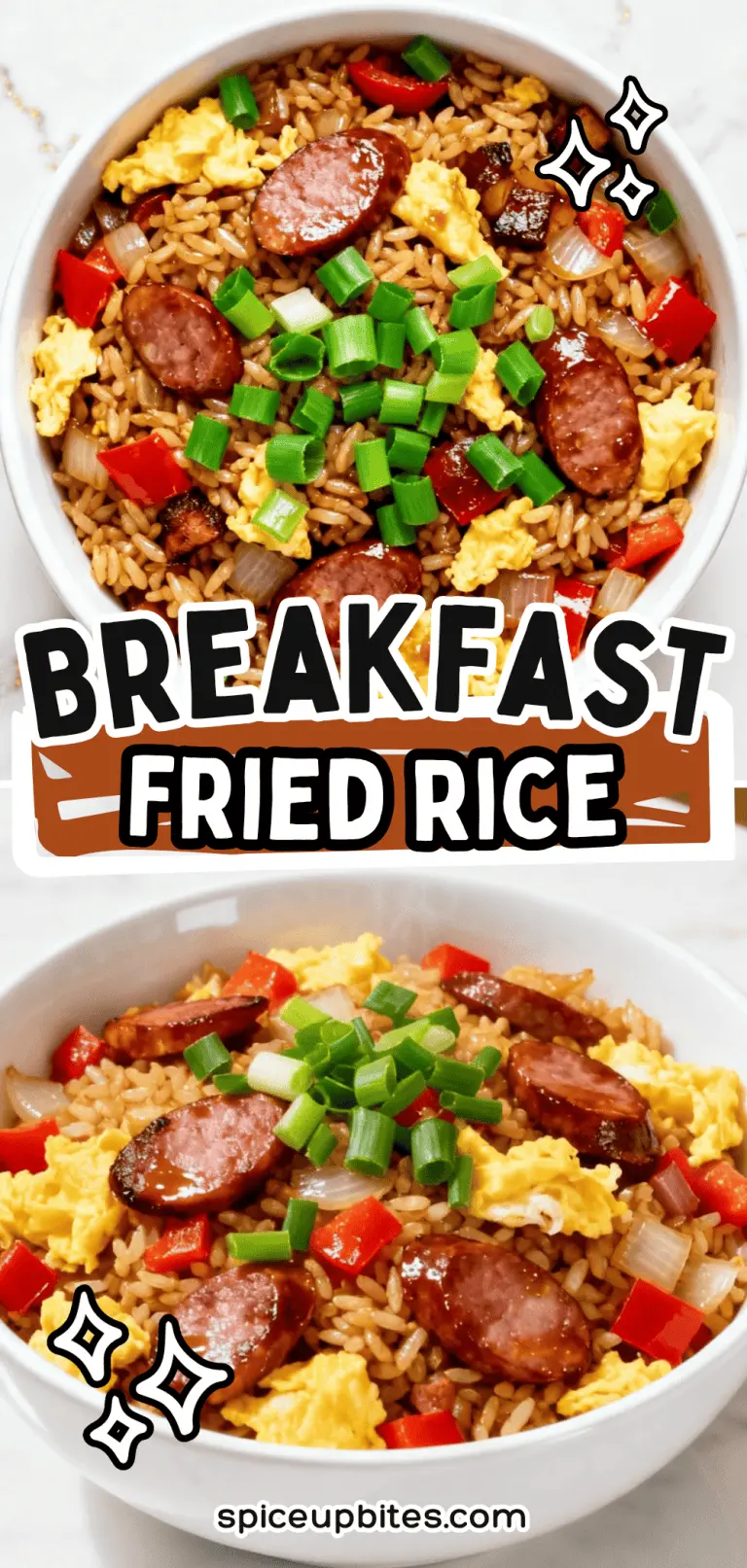 Breakfast Fried Rice with Eggs and Sausage - Spice Up Bites