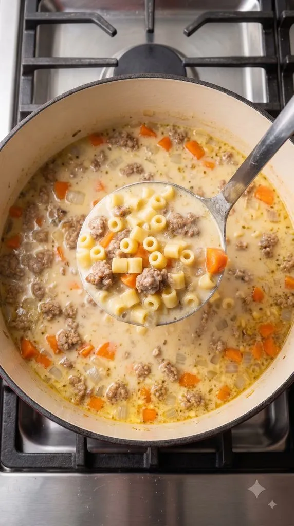 Creamy Parmesan Italian Sausage Ditalini Soup
