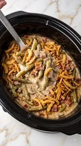 Crockpot Bacon Green Bean Casserole
