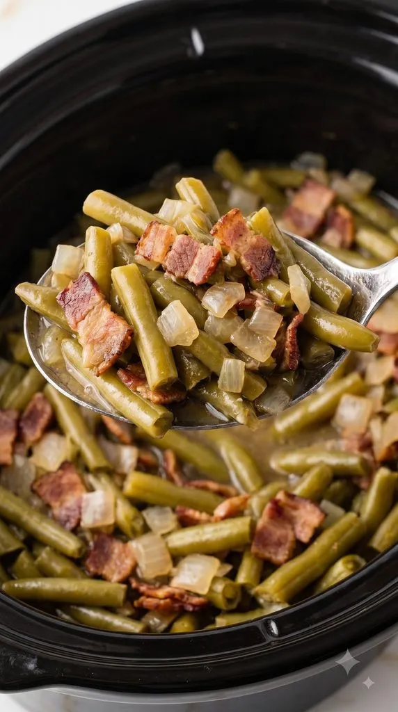 Crockpot Southern Bacon and Green Beans