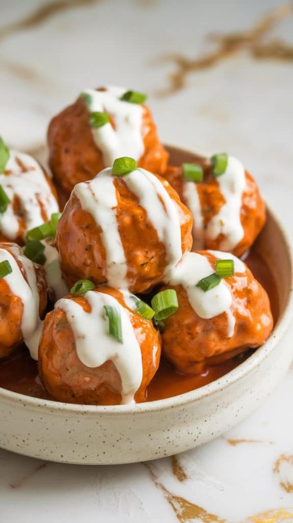 Crockpot Buffalo Chicken Meatballs