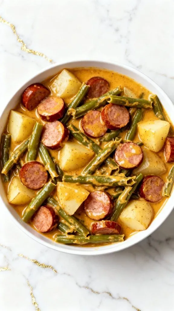 Smothered Green Beans, Sausage, and Potatoes