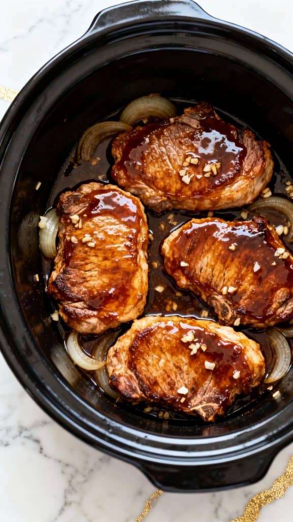 Slow Cooker Honey Garlic Pork Chops