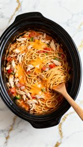 Crockpot Chicken Spaghetti
