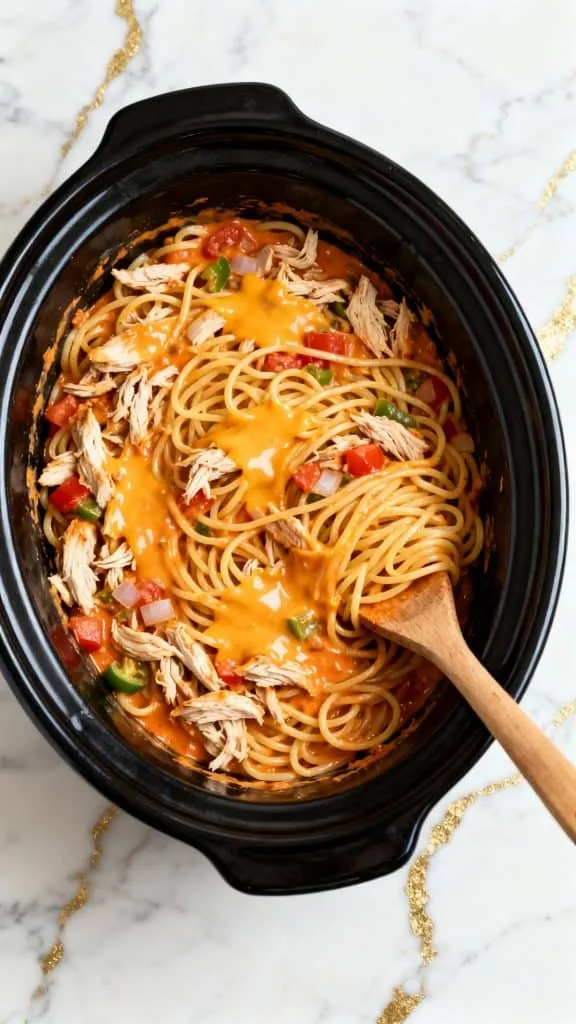 Crockpot Chicken Spaghetti