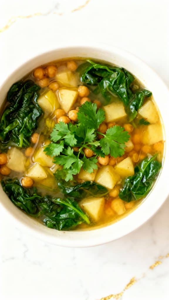 Chickpea Potato Spinach Soup