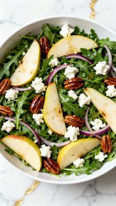 Christmas Arugula Pear Goat Cheese Salad