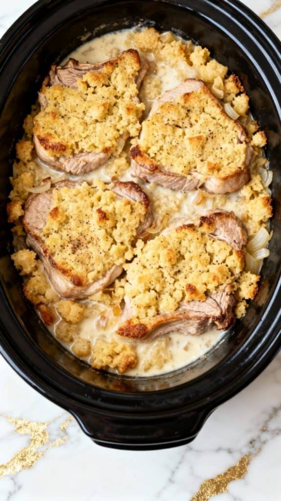 Crockpot Pork Chop Stuffing