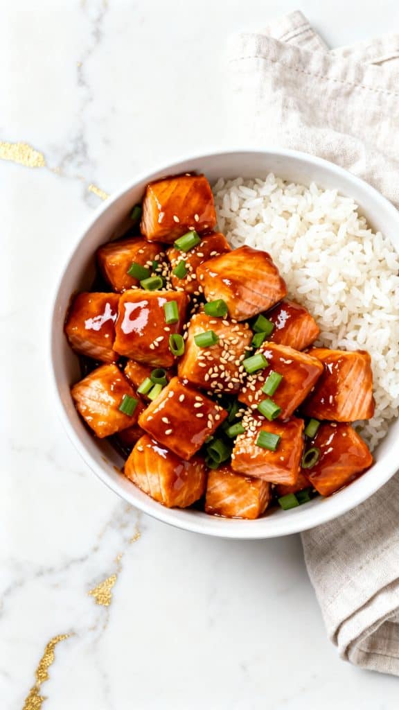 Air Fryer Honey Garlic Salmon Bites