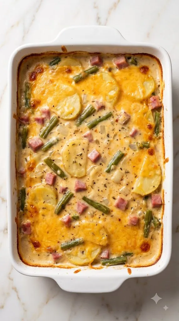 Ham Potato and Green Bean Casserole
