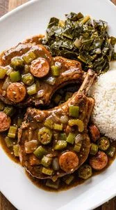 Slow Cooker Gumbo Smothered Pork Chops