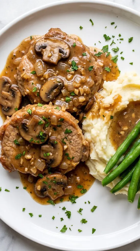 Slow Cooker Pork Chops with Mushroom Gravy