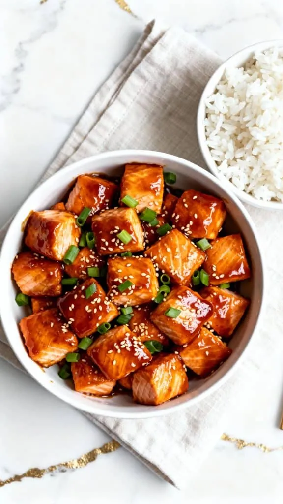 Air Fryer Honey Garlic Salmon Bites