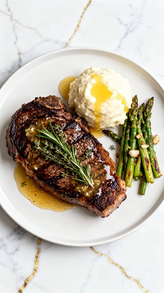Garlic Butter Steak with Creamy Mashed Potatoes