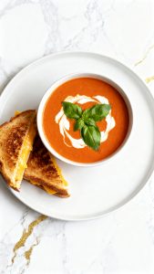 Roasted Creamy Tomato Soup and Grilled Cheese