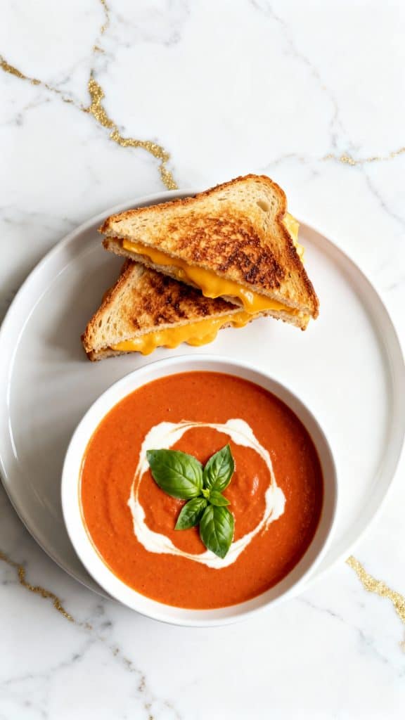 Roasted Creamy Tomato Soup and Grilled Cheese