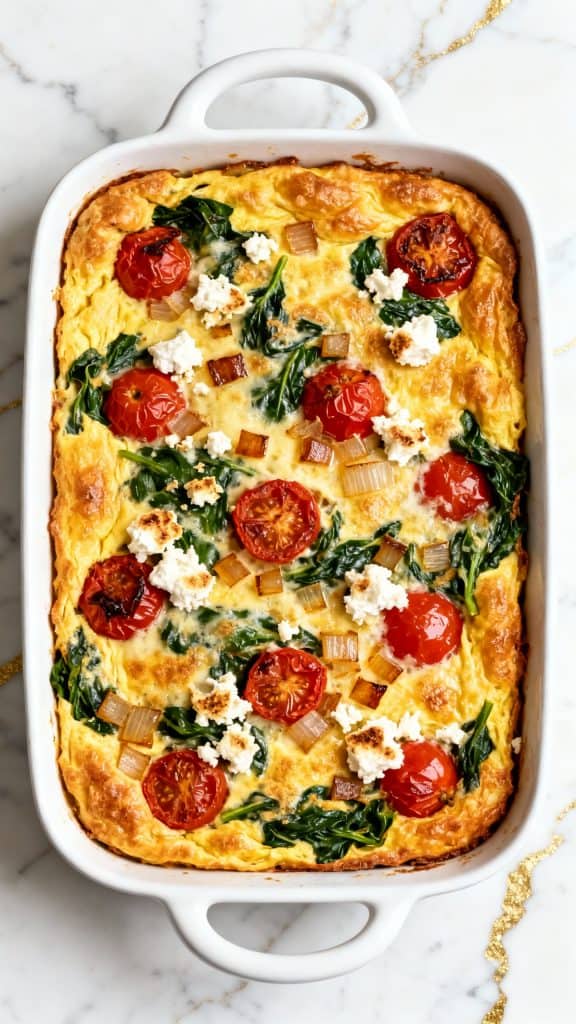 Spinach, Tomato & Feta Breakfast Casserole