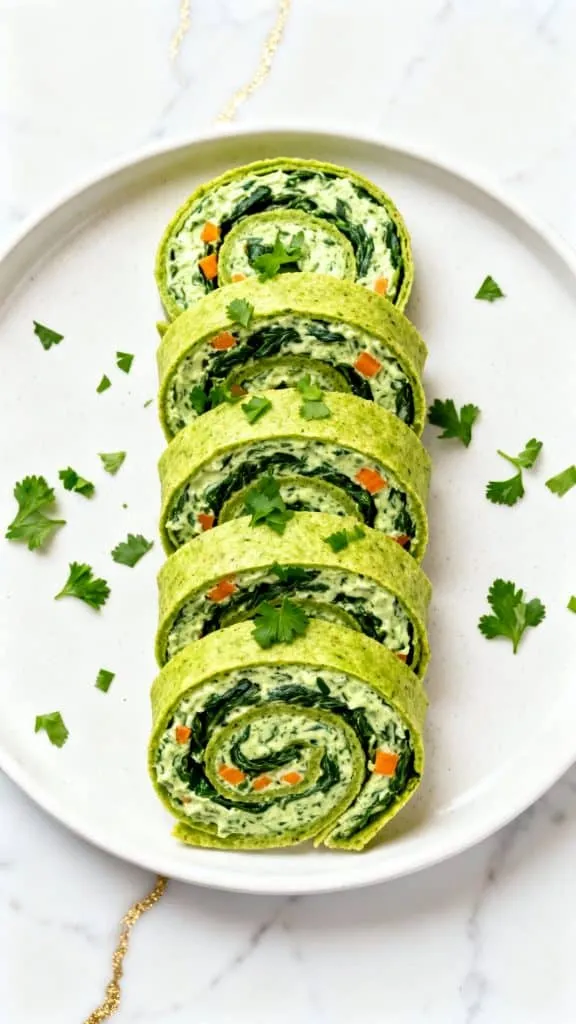 Green Spinach Dip Pinwheels