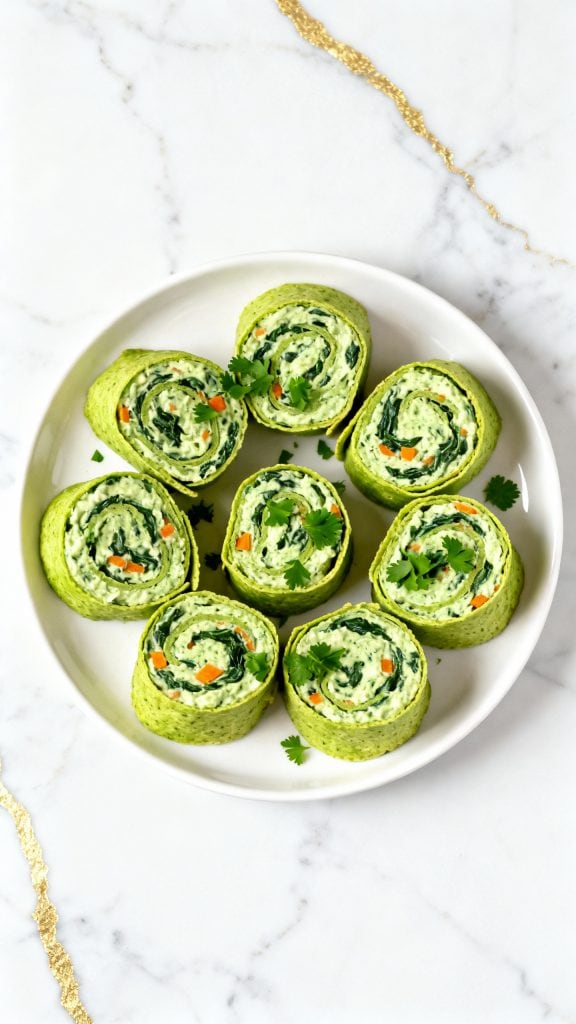 Green Spinach Dip Pinwheels
