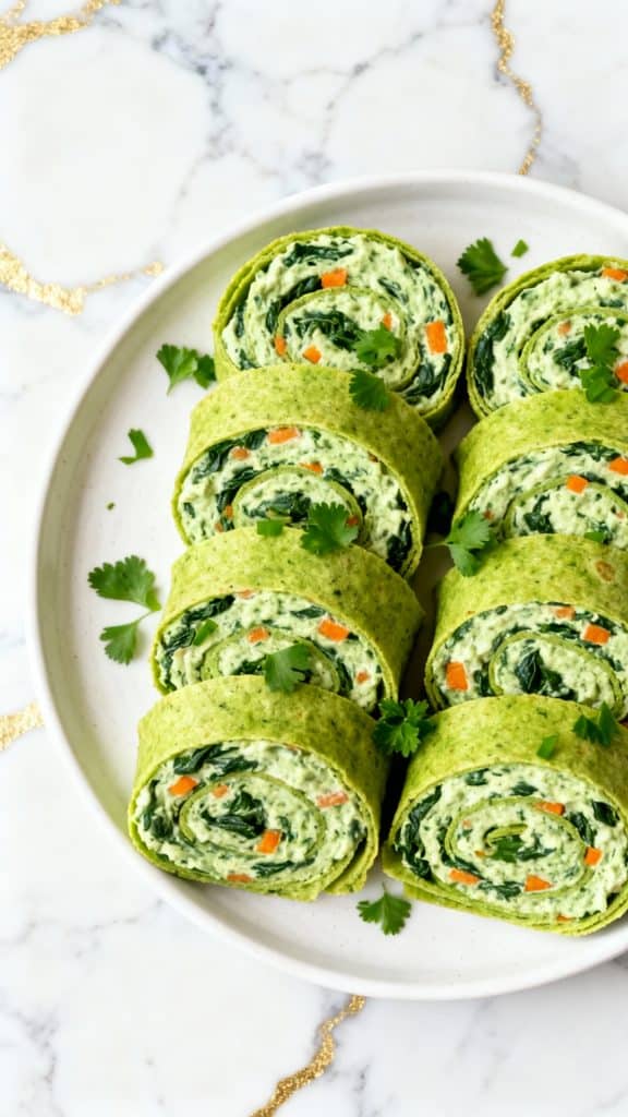 Green Spinach Dip Pinwheels