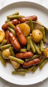 Crockpot Lil&rsquo; Smokies with Green Beans & Potatoes