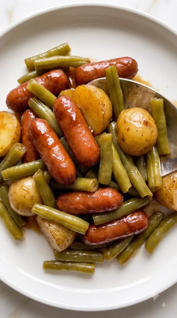 Crockpot Lil’ Smokies with Green Beans & Potatoes