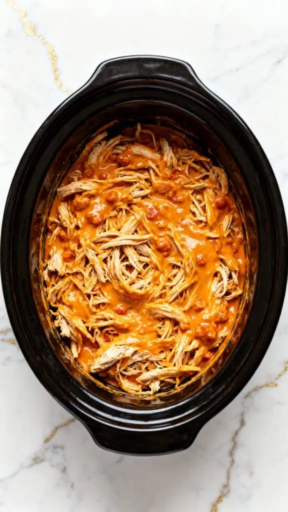 Crockpot Shredded Buffalo Chicken
