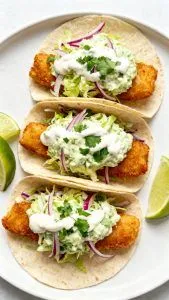 Air Fryer Fish Tacos with Cilantro Lime Slaw