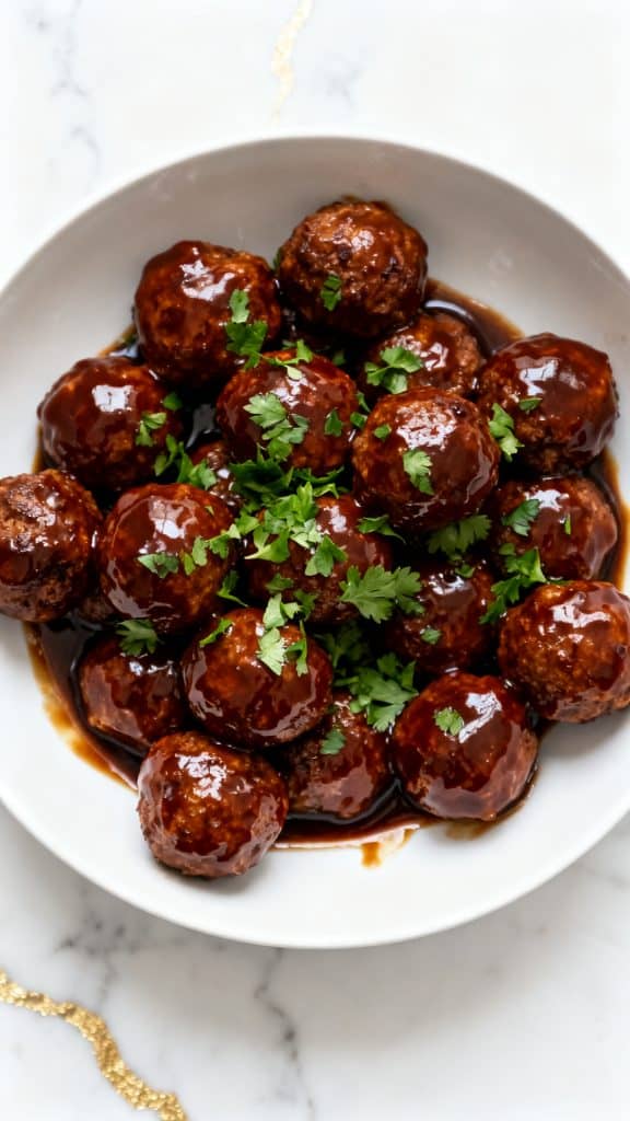 Slow Cooker Guinness Glazed Meatballs