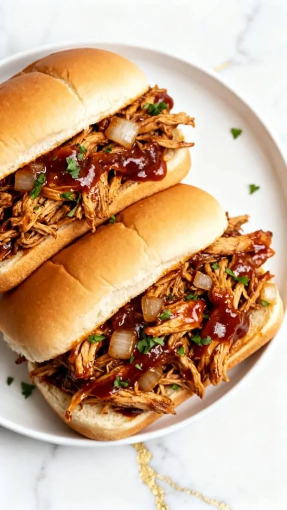 Crockpot BBQ Pulled Chicken Sandwiches