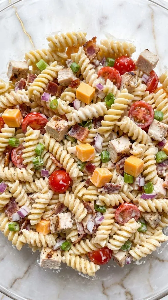 Chicken Bacon Ranch Pasta Salad