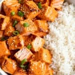 Air Fryer Salmon Bites with Bang Bang Sauce