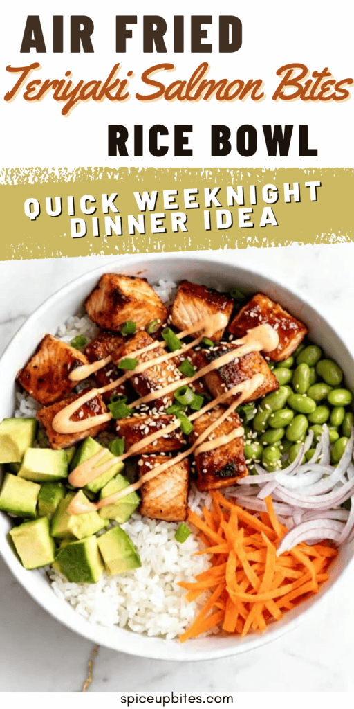 Air Fried Teriyaki Salmon Bites Rice Bowl