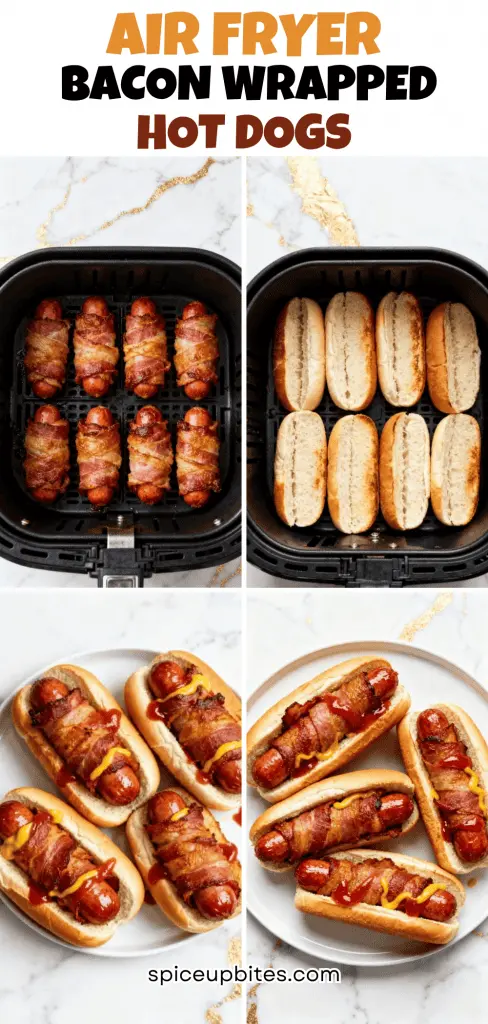Air Fryer Bacon Wrapped Hot Dogs