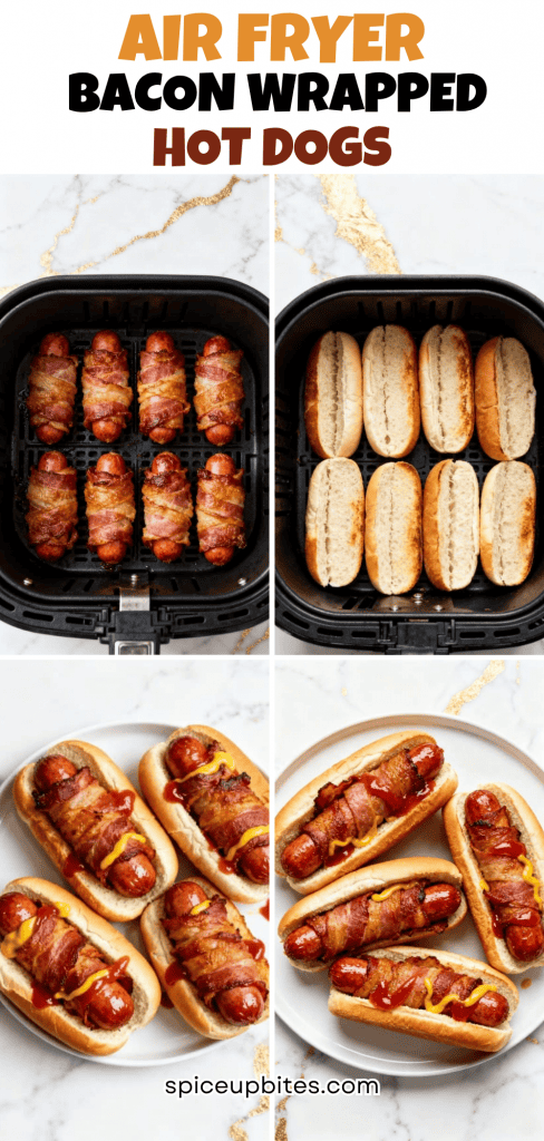 Air Fryer Bacon Wrapped Hot Dogs