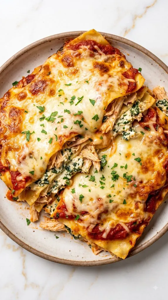 Crockpot Chicken Spinach Lasagna with Ricotta