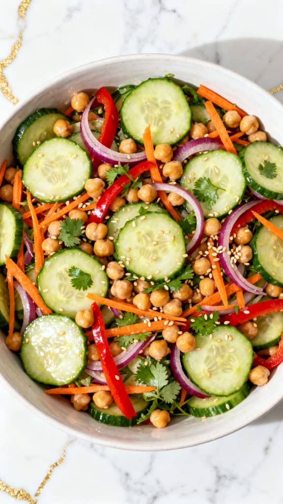 Asian Cucumber and Chickpea Slaw with Sesame Dressing
