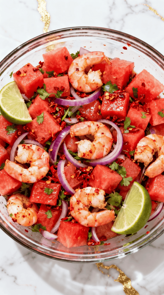 Spicy Watermelon Salad with Shrimp
