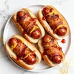 Air Fryer Bacon Wrapped Hot Dogs