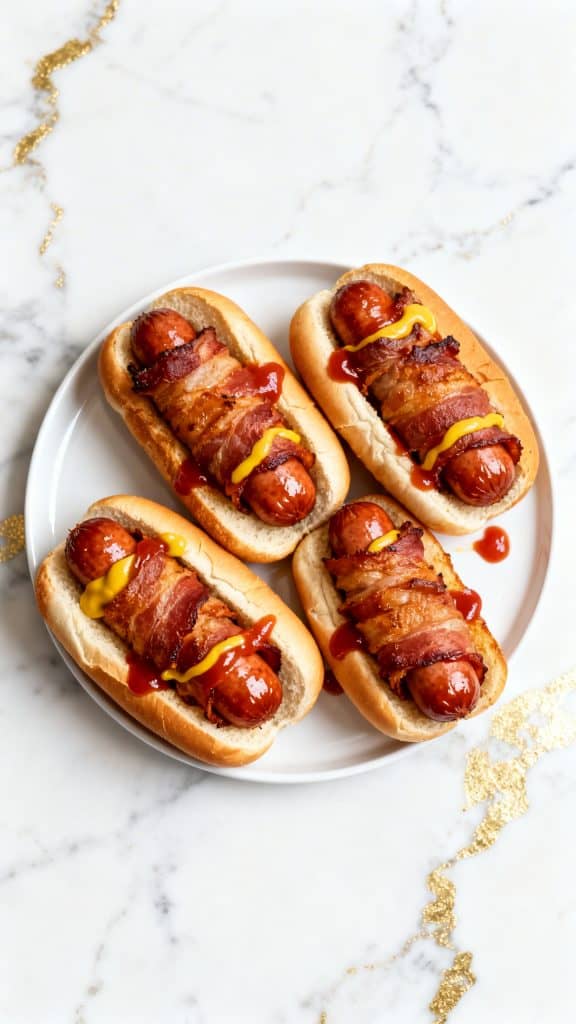 Air Fryer Bacon Wrapped Hot Dogs