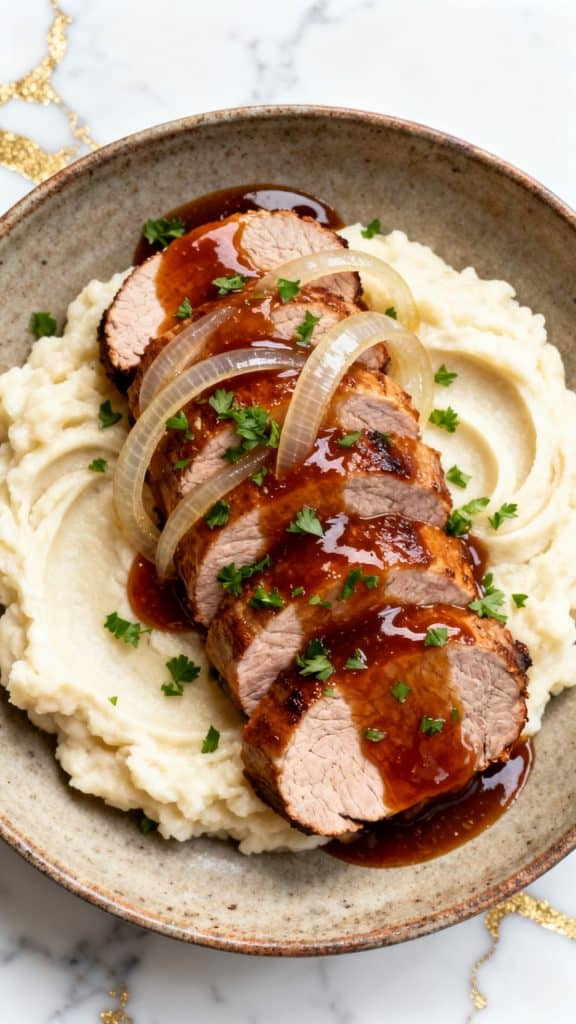 Slow Cooker Apple Butter Glazed Pork Tenderloin