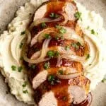 Slow Cooker Apple Butter Glazed Pork Tenderloin