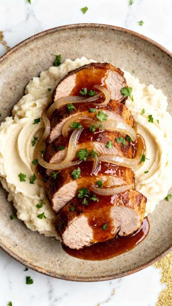 Slow Cooker Apple Butter Glazed Pork Tenderloin
