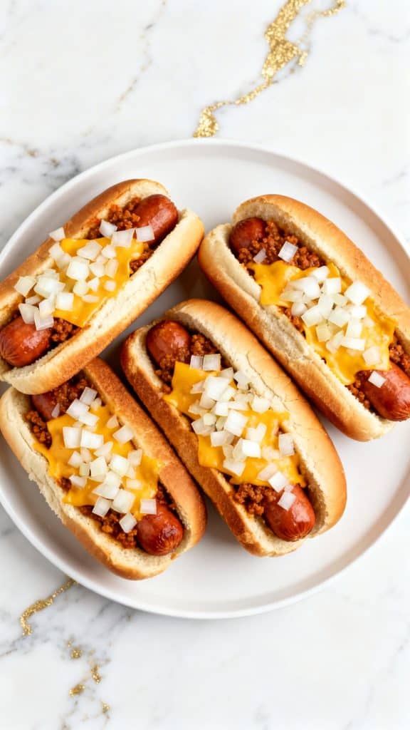 Air Fryer Chili Cheese Dogs