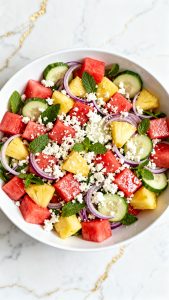 Cucumber Watermelon Pineapple Salad