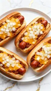 Air Fryer Chili Cheese Dogs