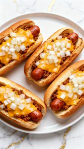 Air Fryer Chili Cheese Dogs